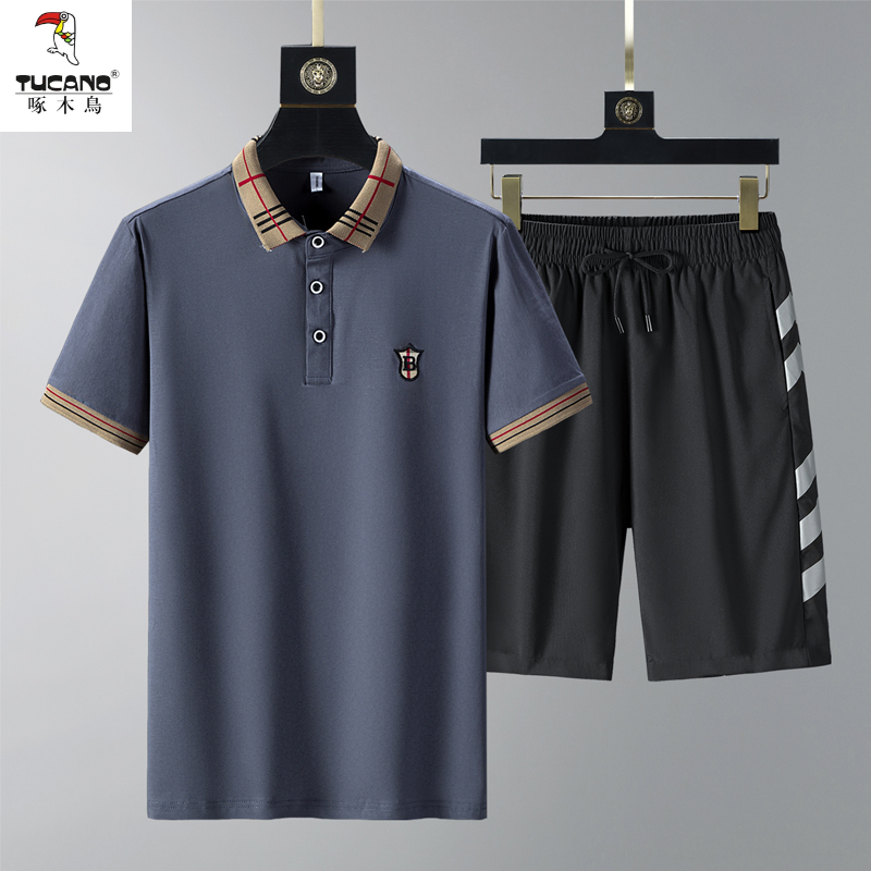 TUCANO/啄木鳥夏季短裤短袖POLO衫休闲运动套装夏装弹力薄款中年