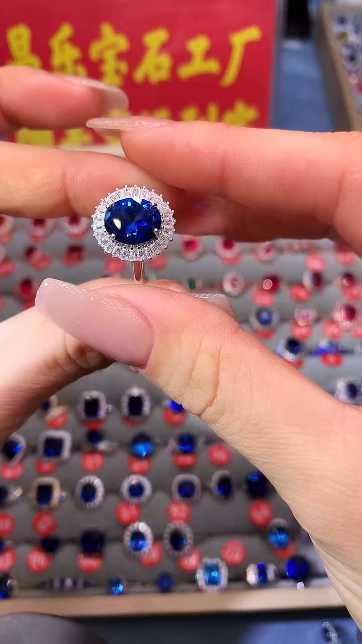 【闪购商品】蓝宝石戒指银S925镶嵌11111