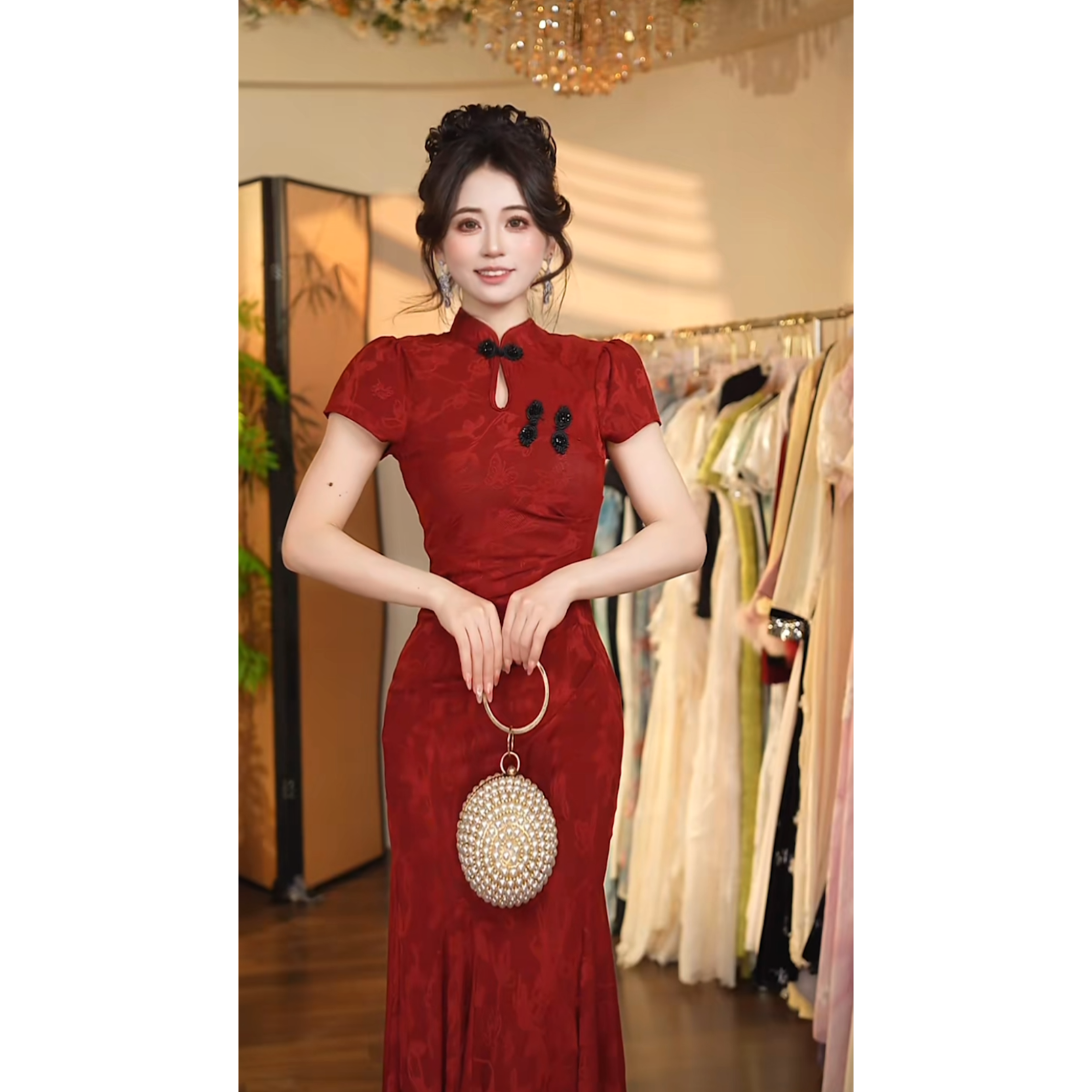 瑞瑞定制-1102红袖添香短袖连衣裙YQ685