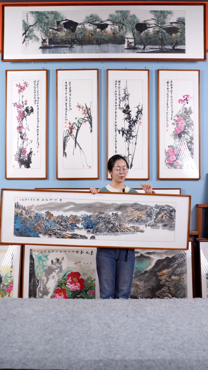 【闪购商品】国画董海君《春水幽居》手绘带框162*47