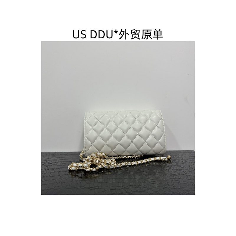 X 白色小菱格钱包单肩斜挎女包8257/F002