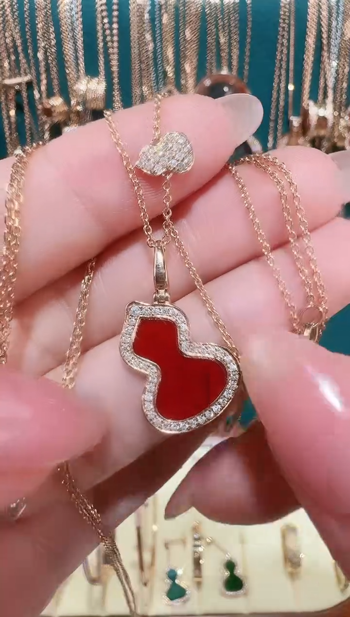 【闪购商品】钻石套链18K金镶嵌红色葫芦套链