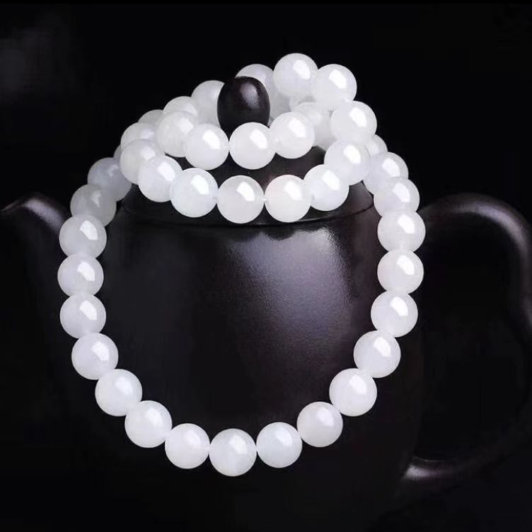 天然新疆金丝玉白月光项链女神链10mm精美时尚多样性发其一