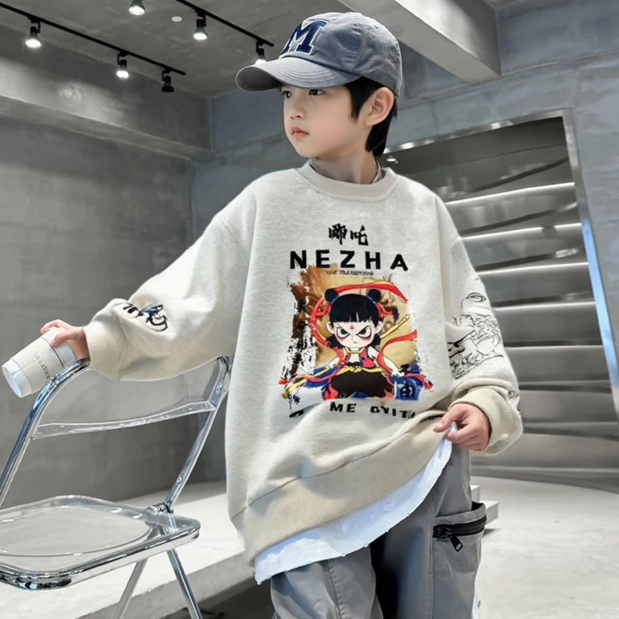 新款春秋款男童哪吒卫衣2025新款儿童休闲女童潮中大童孩子