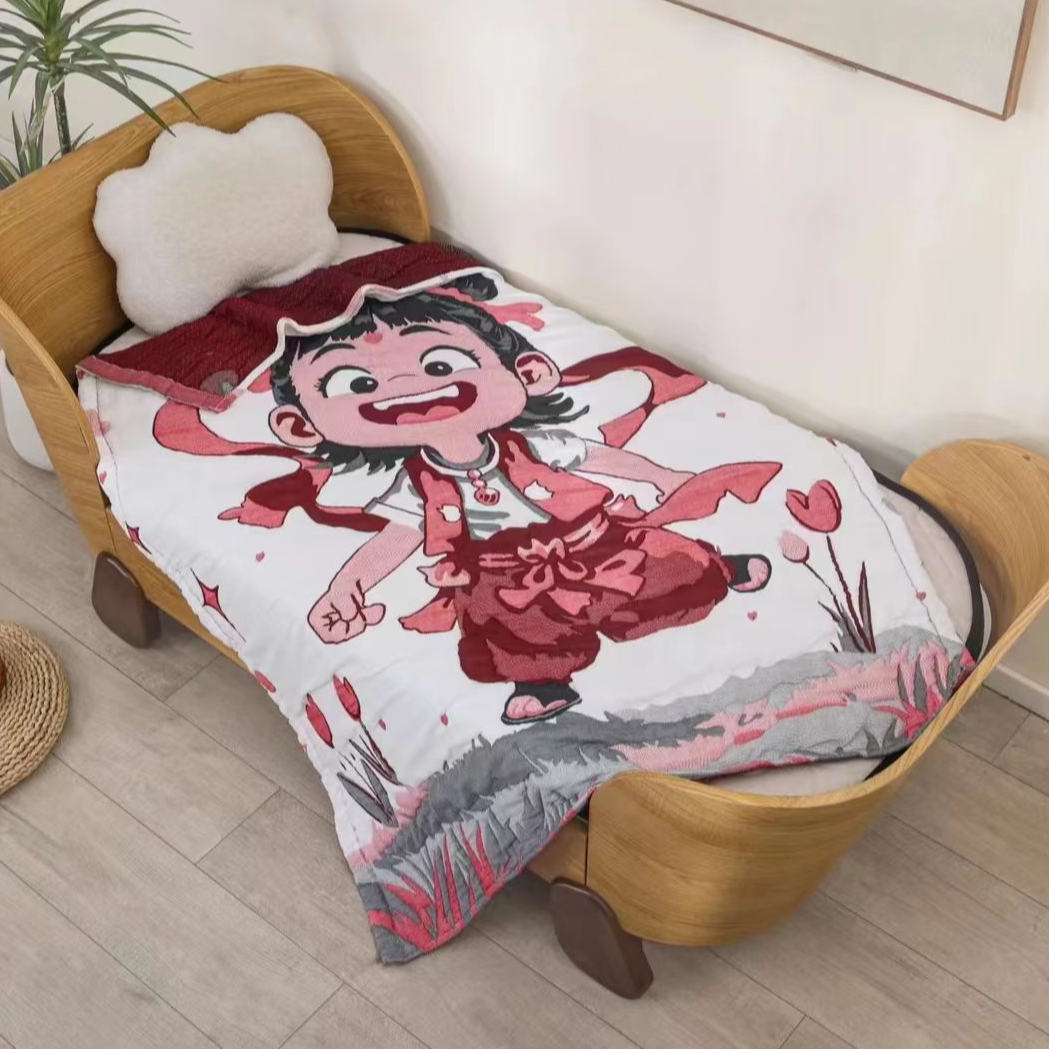 （可爱哪吒）120*150cm全棉纱布泡芙被皱皱纱布单人被提花A类机洗