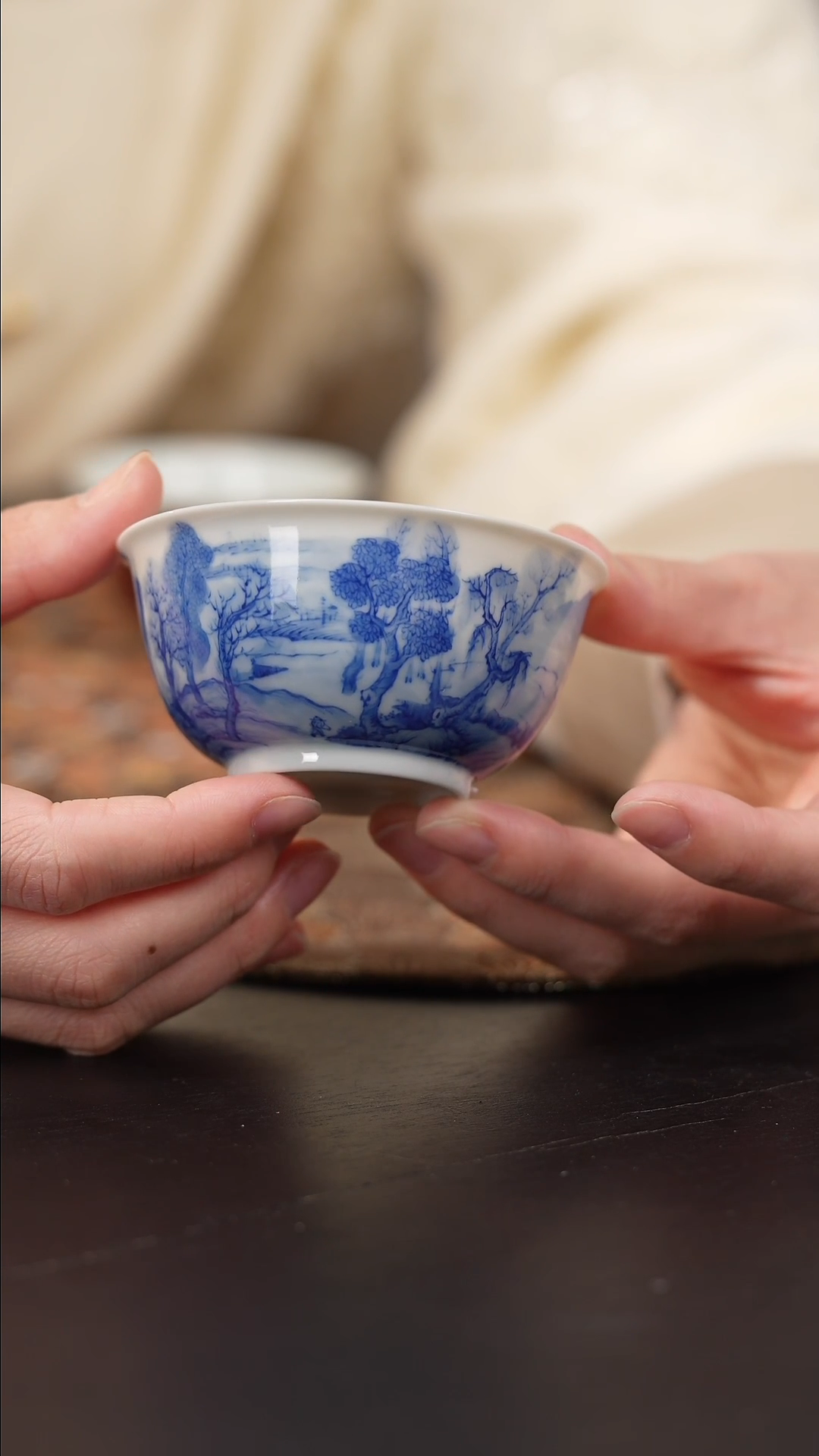 【闪购商品】杯看山柴窑青花独钓