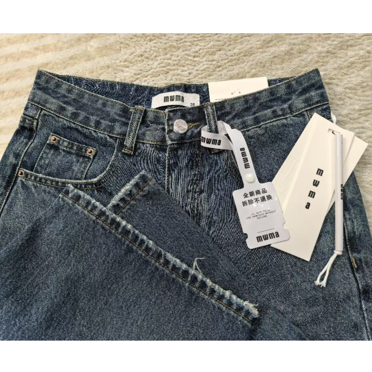 SU【236】92 愫ZL MWMA超断货王蓝色无弹窄版直筒阔腿牛仔裤~
