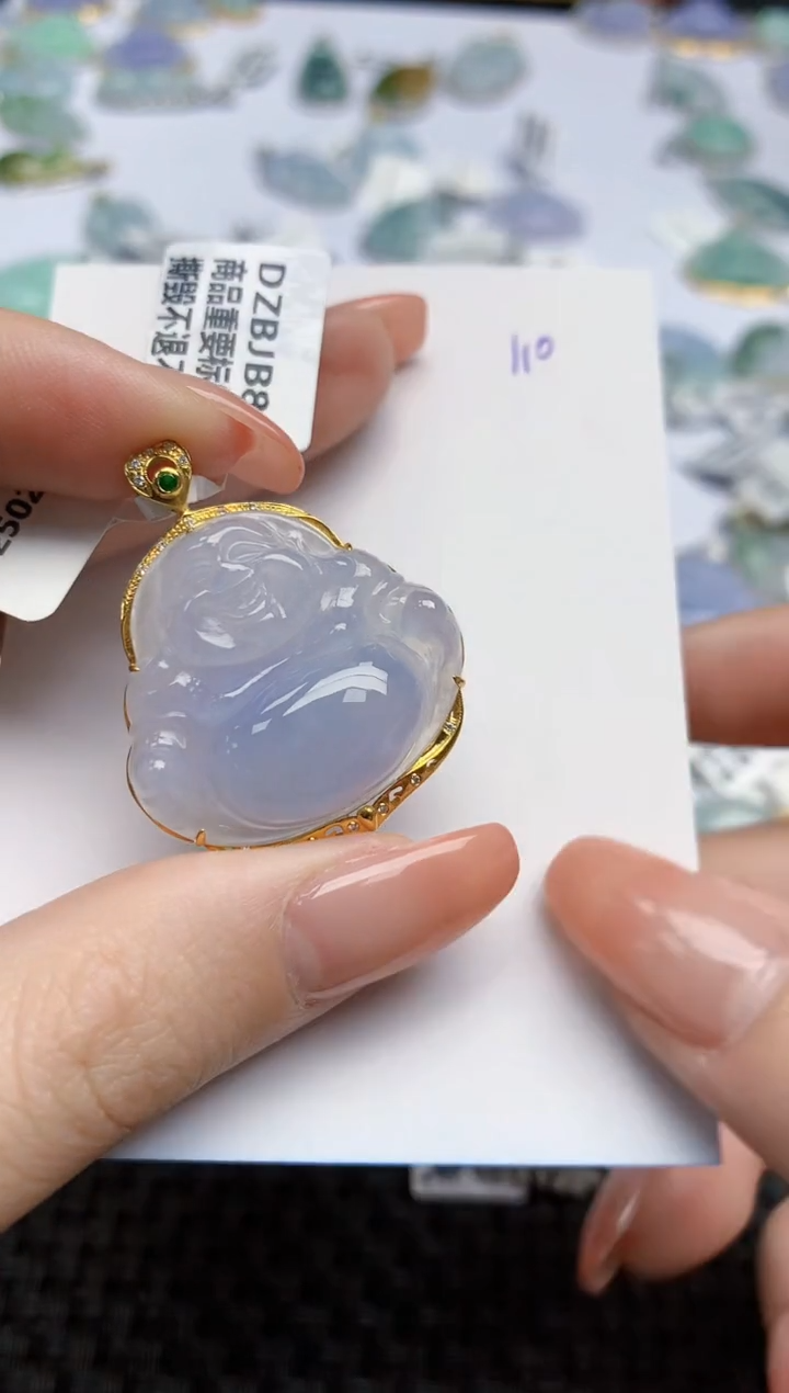 【闪购商品】翡翠颈饰18K金镶嵌天然翡翠A货