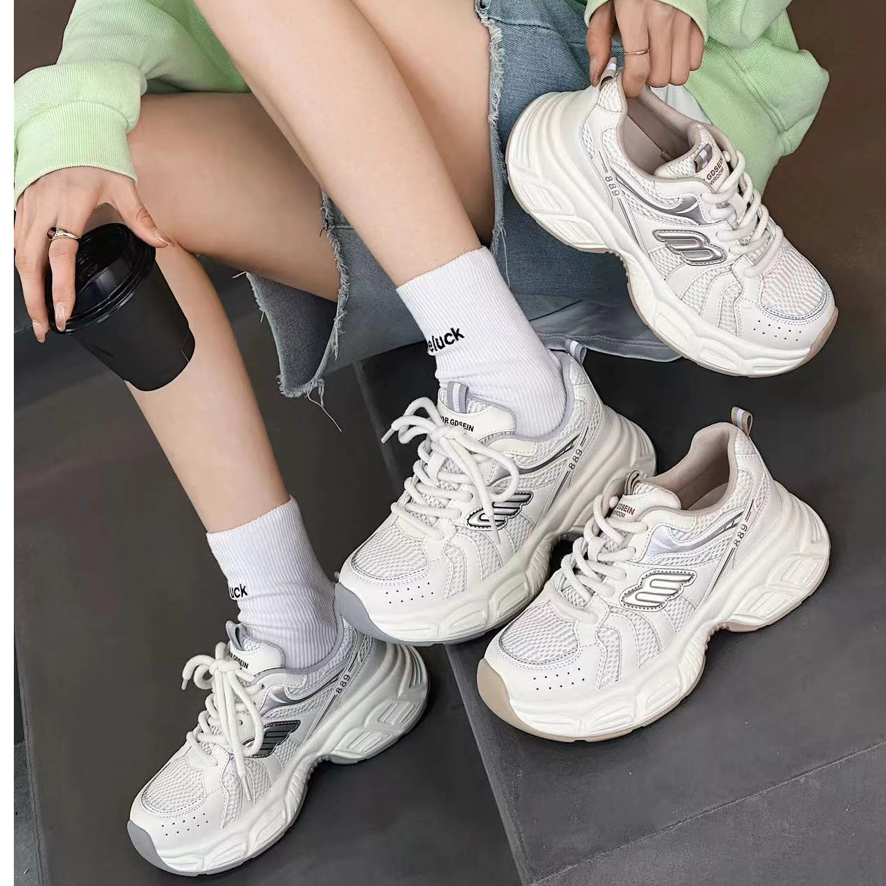 网面透气厚底增高老爹鞋舒适不累脚25年春季时尚百搭运动鞋591－16