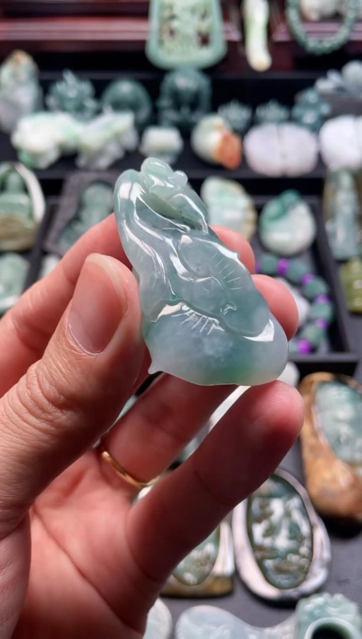 颈饰未镶嵌翡翠3  天然翡翠a货  如意