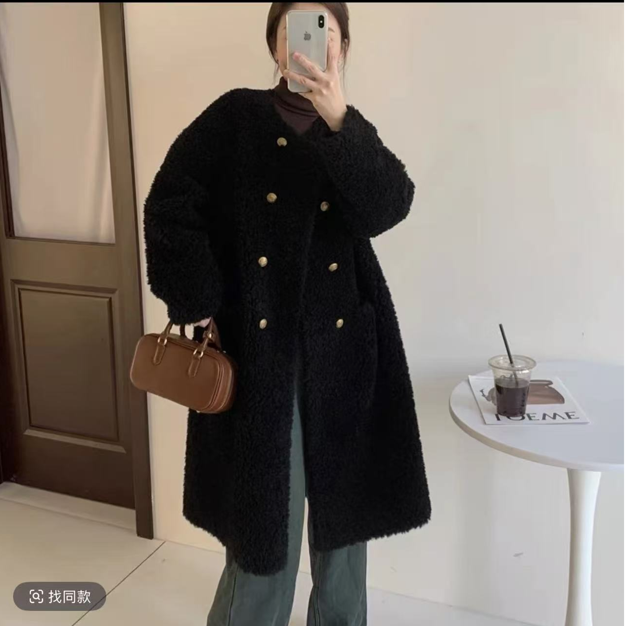 ZOZO-3106秋冬新款女羊毛颗粒长款设计师外套