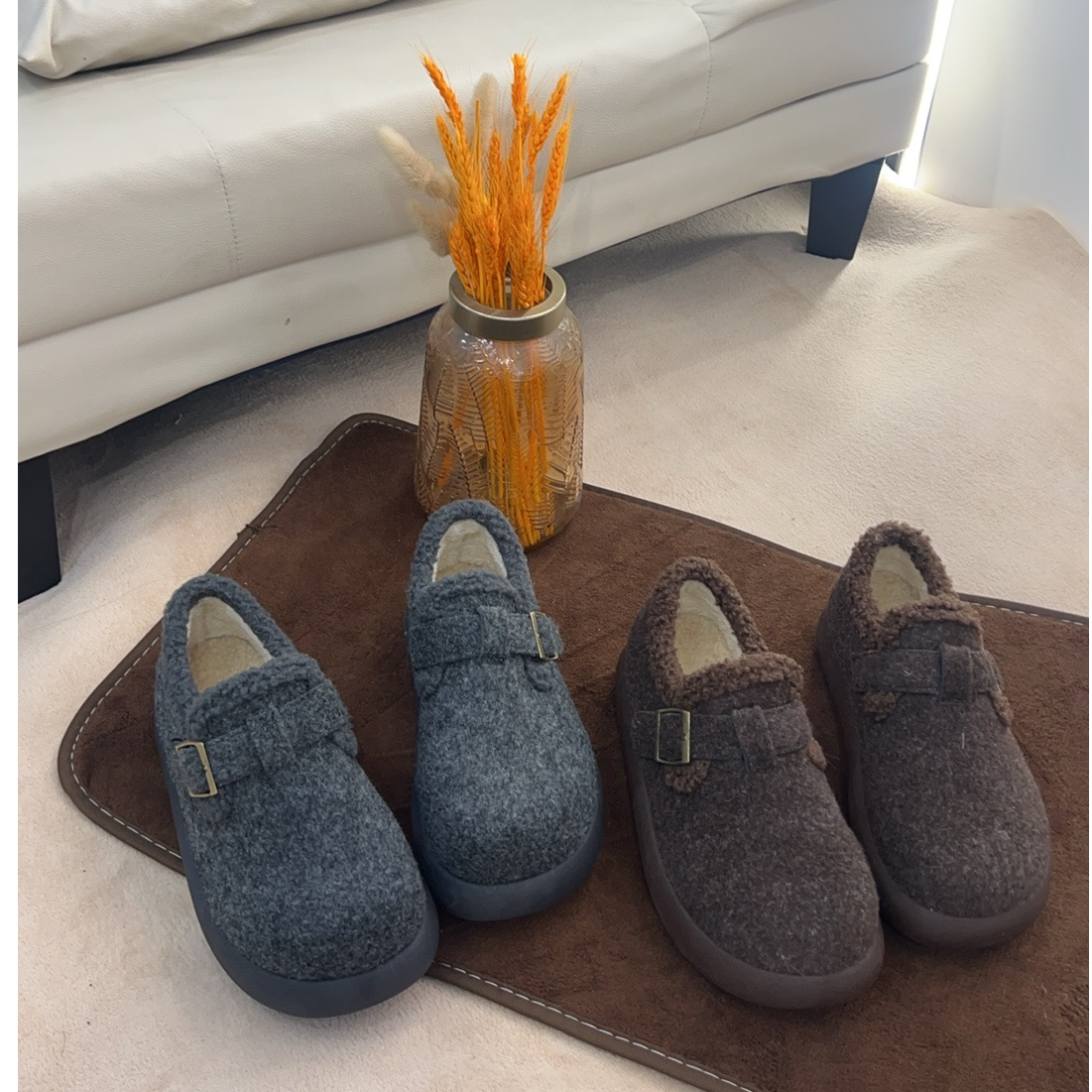 单鞋棉鞋 雪地靴  潮流风冬季纯色休闲风博肯女鞋 软底防滑加厚