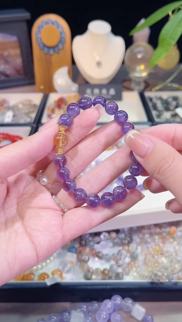 未镶嵌手串水晶单圈紫兔毛