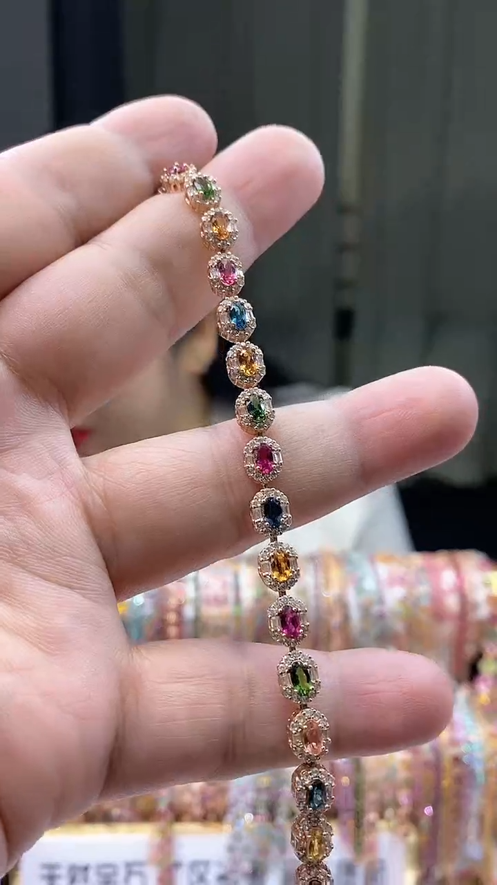 【闪购商品】碧玺手链银S925镶嵌34345345354354