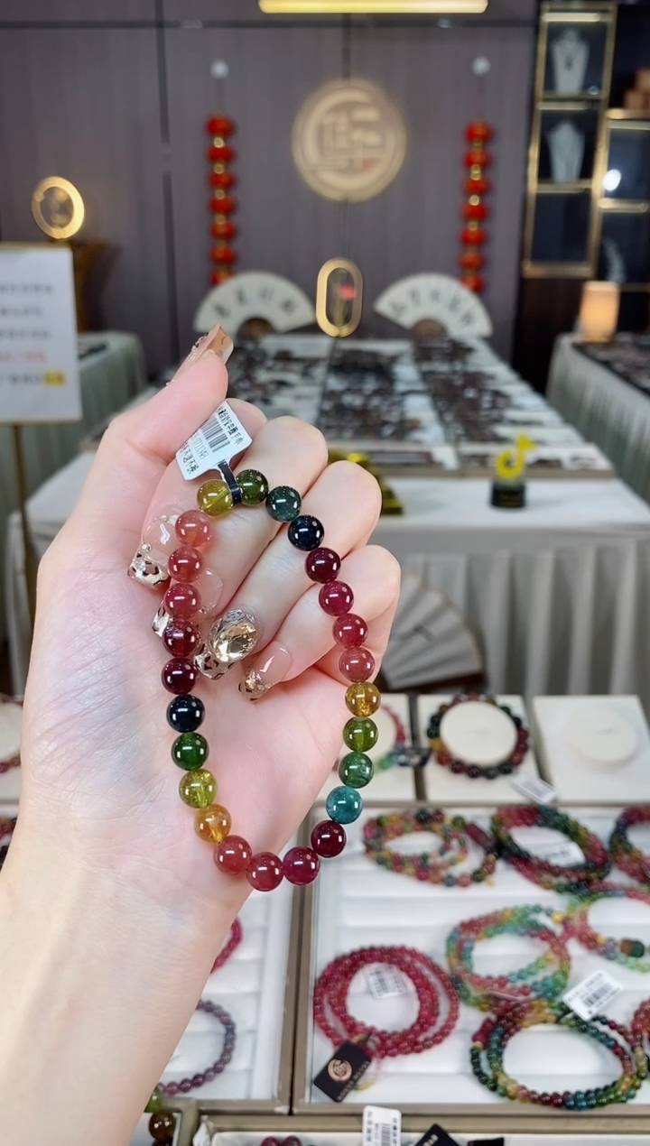 未镶嵌老矿碧玺单圈手串7mm+碧玺dan多样性发货一条