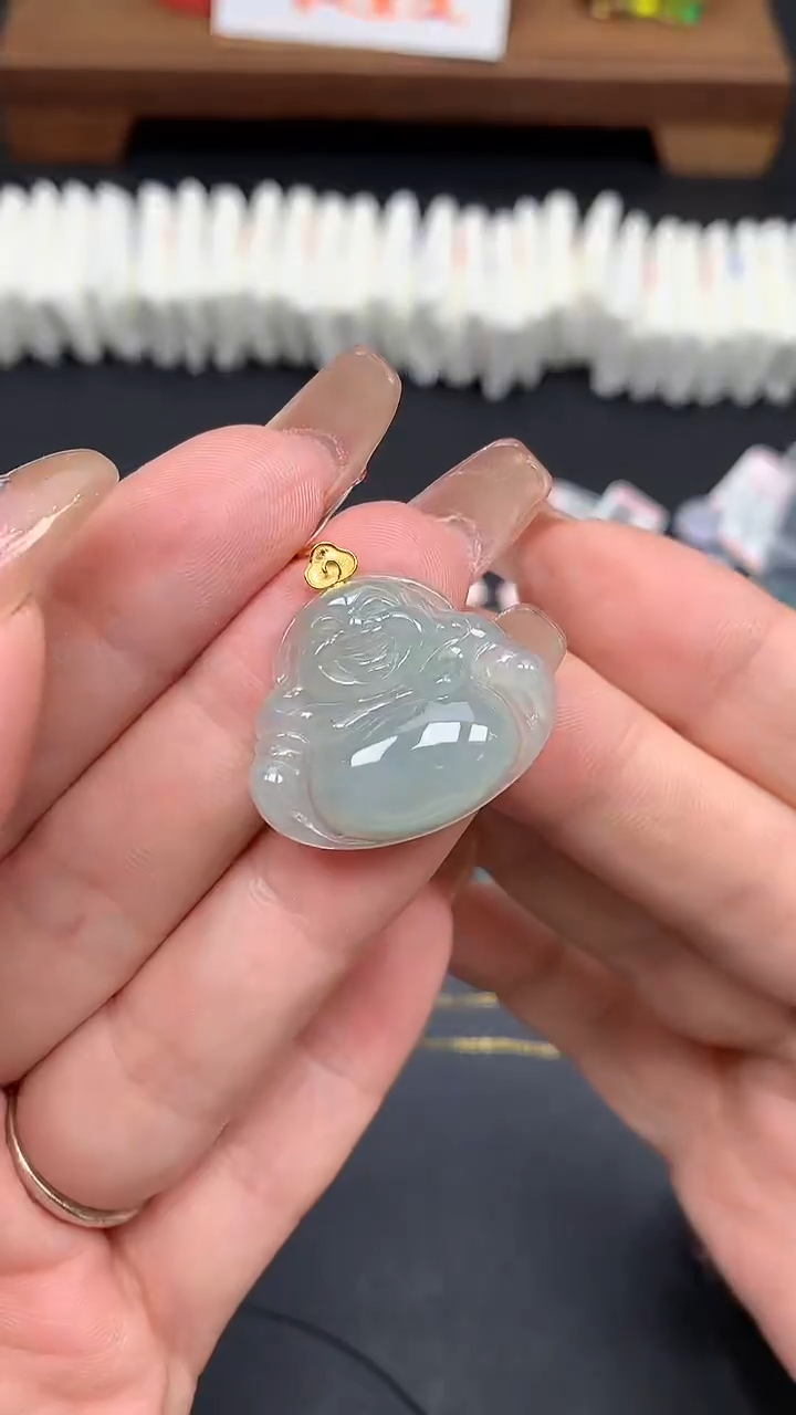 翡翠18K金镶嵌吊坠(不含链)MS181904