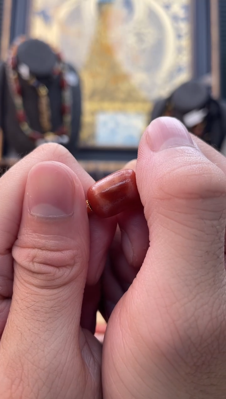 未镶嵌颈饰玛瑙/玉髓美泓红肉熊猫三眼手串