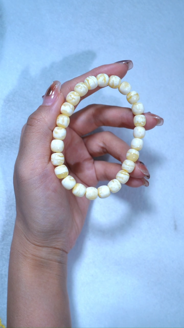 【闪购商品】蜜蜡手链未镶嵌8.5mm超高桩瓷白浓蜡虎皮妖花1