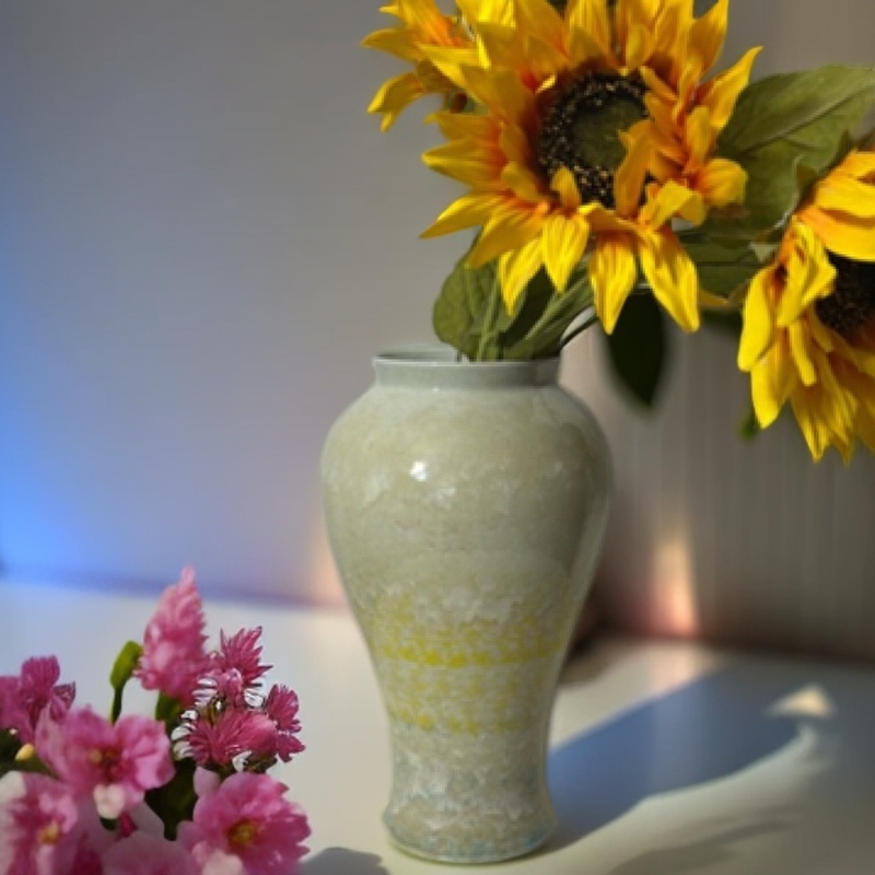 高级感景德镇三梁陶瓷水培种植插花瓶