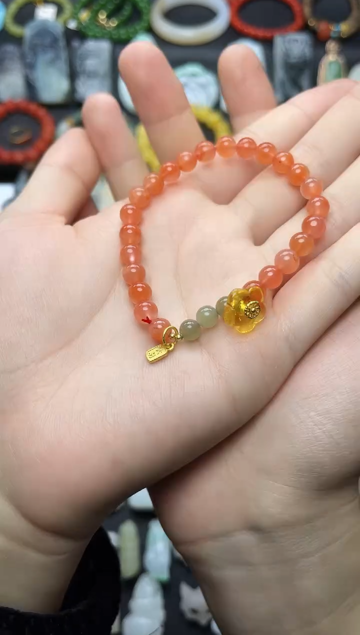 未镶嵌手串南红玛瑙花花手串06