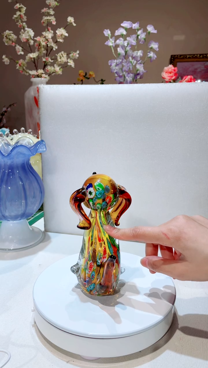 【闪购商品】琉璃手工艺品   金色万花琉璃狗 微瑕