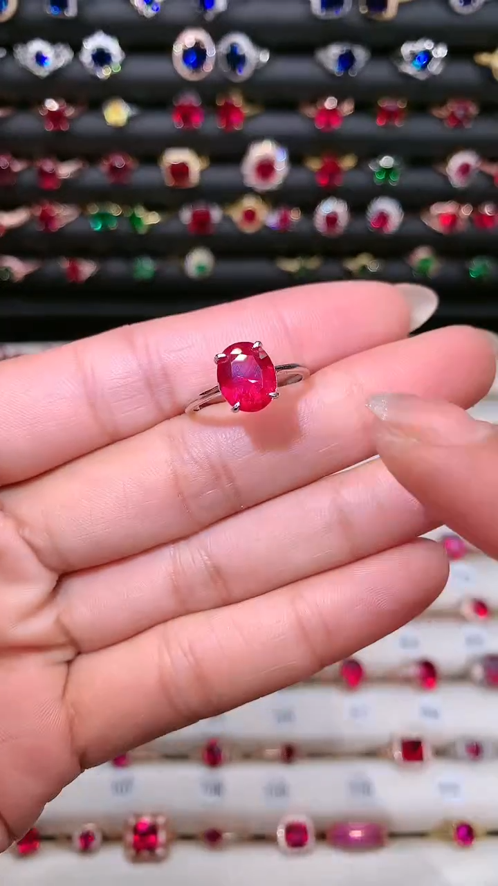 【闪购商品】红宝石戒指银S925镶嵌810白