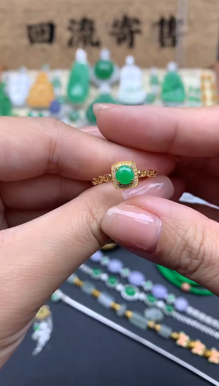 【闪购商品】翡翠戒指18K金镶嵌444-中国好珍宝