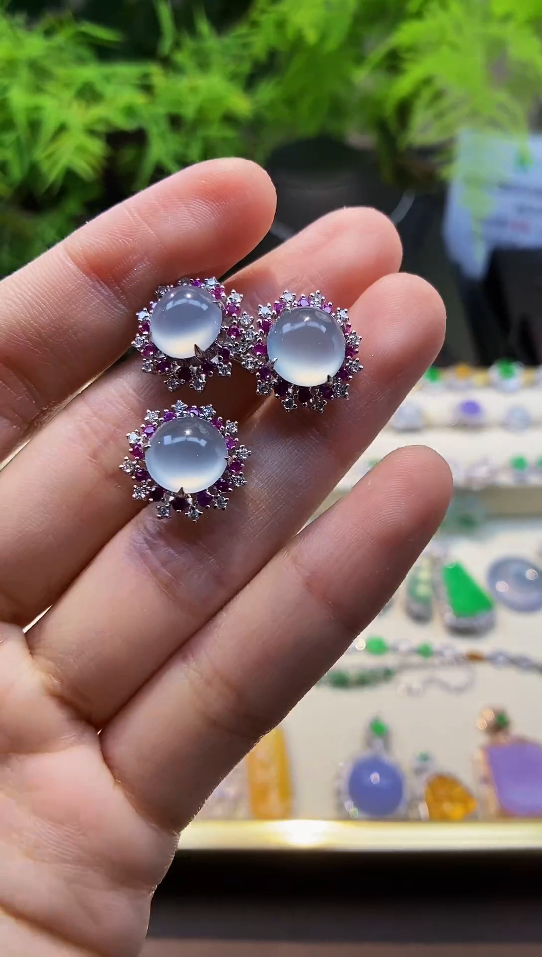 【闪购商品】翡翠耳坠18K金镶嵌天然缅甸A货翡翠耳坠