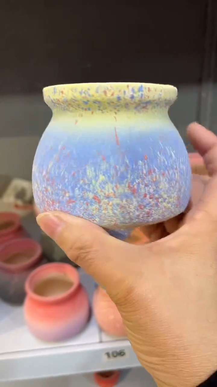 麦饭石粗陶多肉花盆7*7