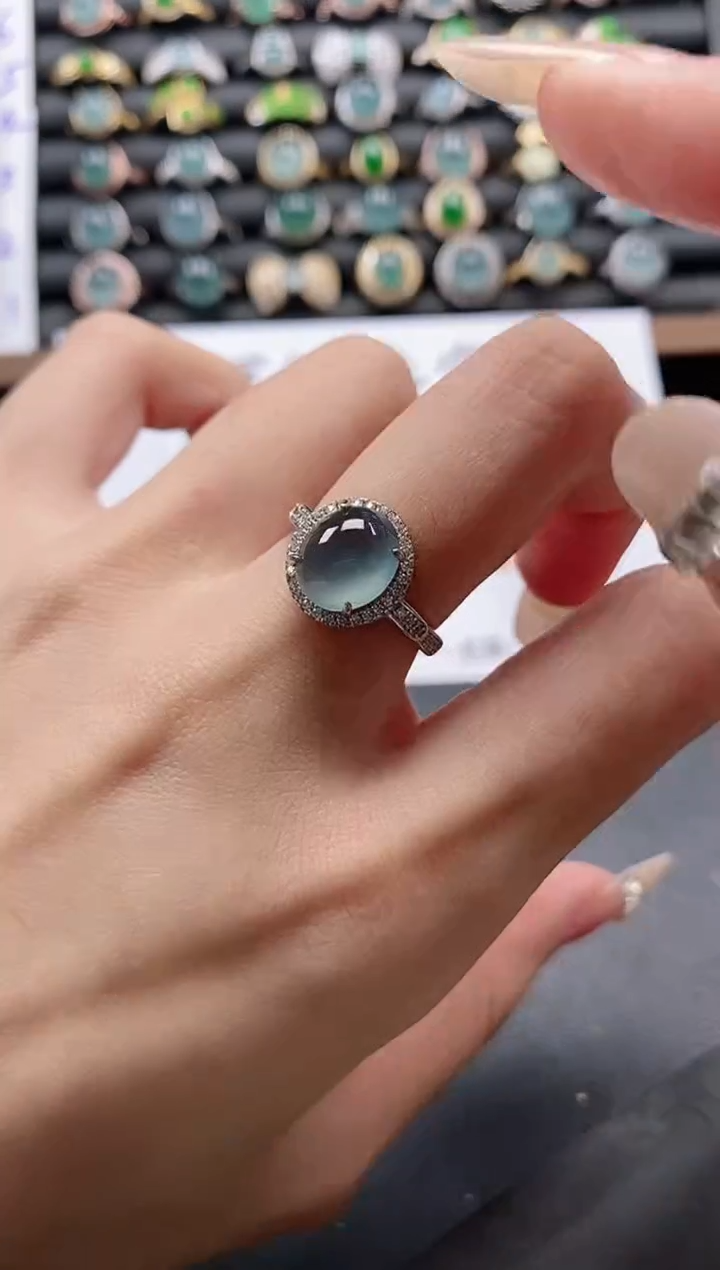 银S925镶嵌戒指翡翠5111