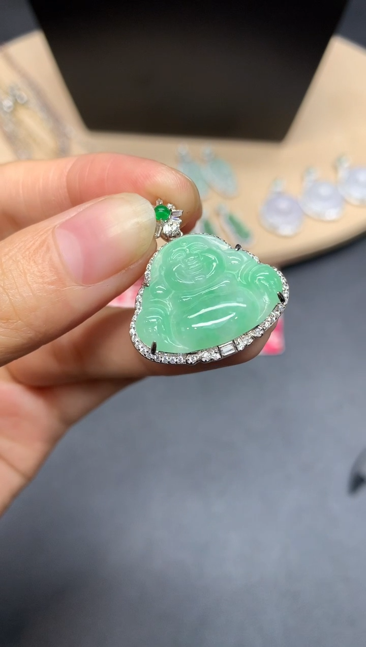【闪购商品】翡翠吊坠(不含链)银S925镶嵌佛公【多样性发其一】