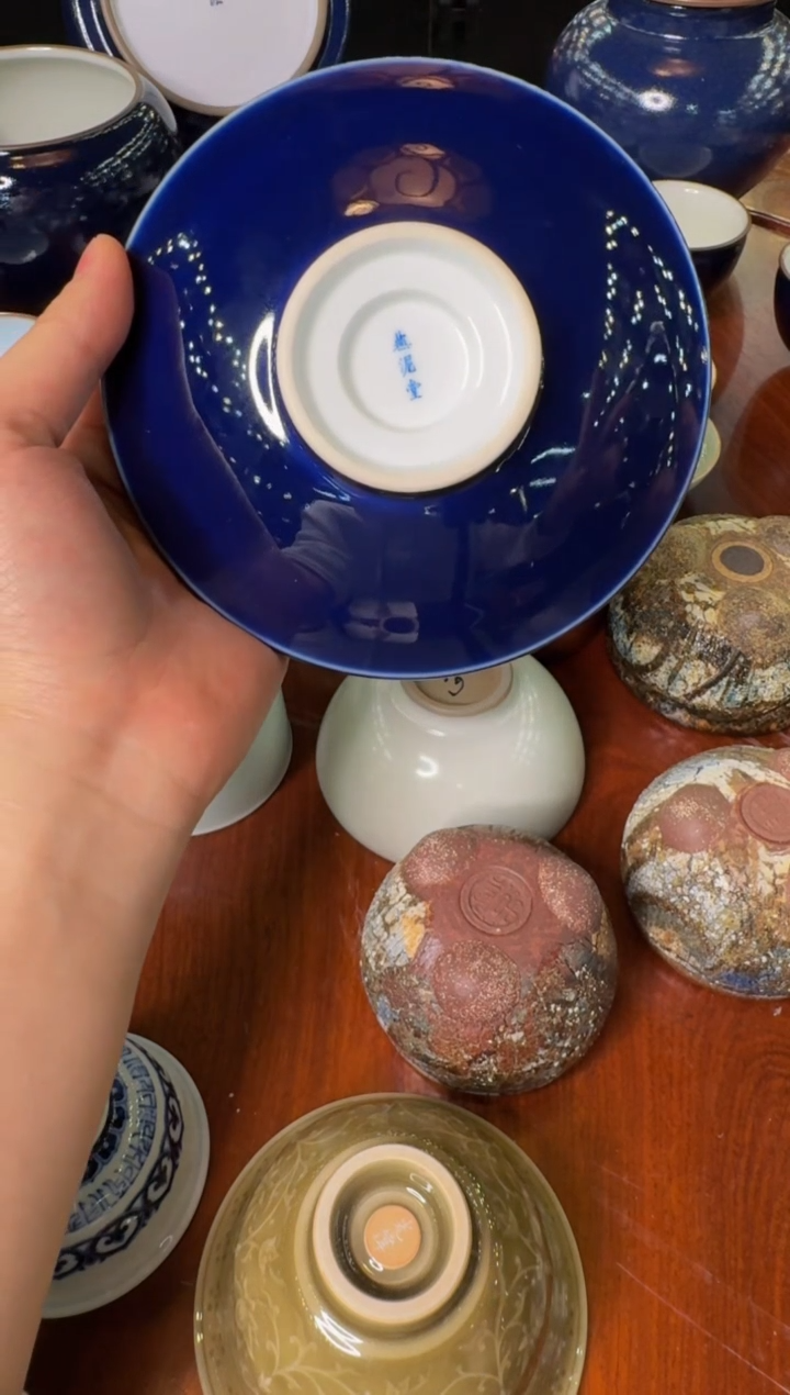 【闪购商品】燕泥堂宝石蓝高足壶承