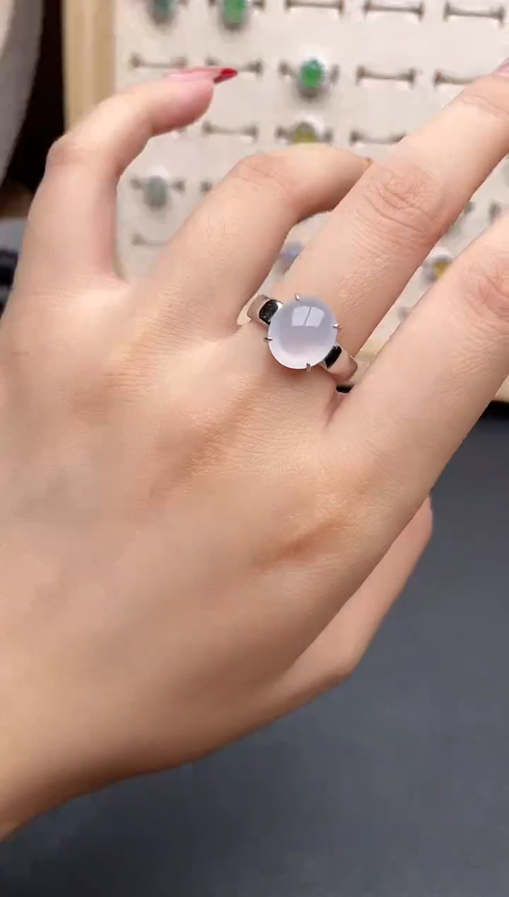 【闪购商品】翡翠戒指银S925镶嵌一物一证一礼盒