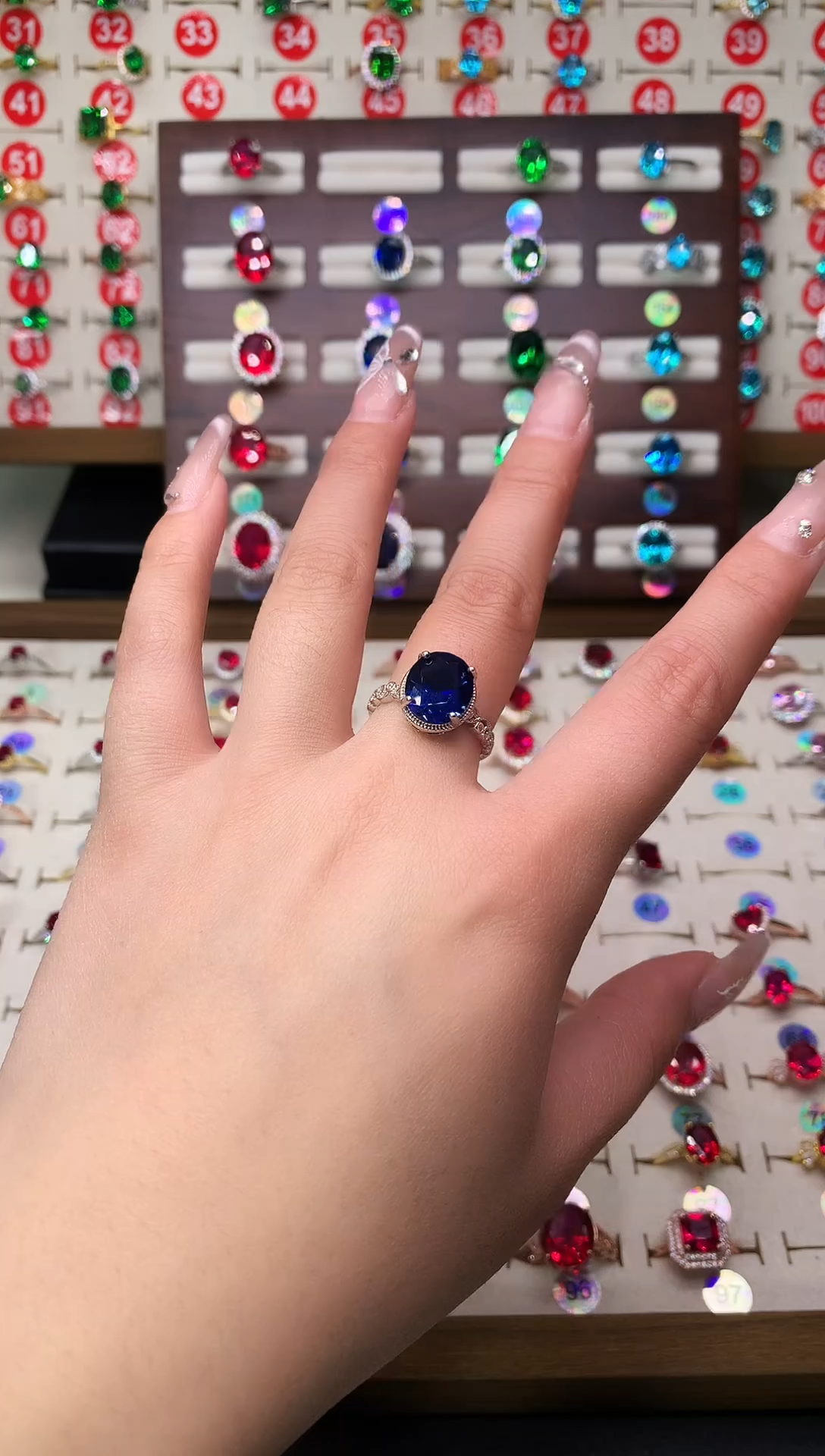 无925银典藏 轻奢 斯里兰卡蓝色系10*12银托