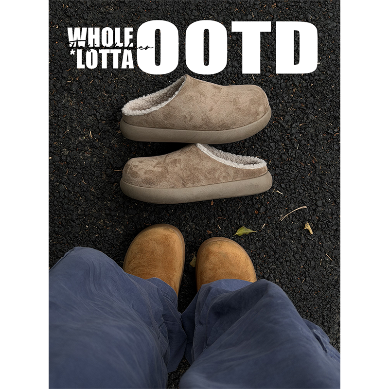 NewRockStarChoppa大土豆懒人穆勒鞋 冬季加绒勃肯鞋保暖包头拖鞋