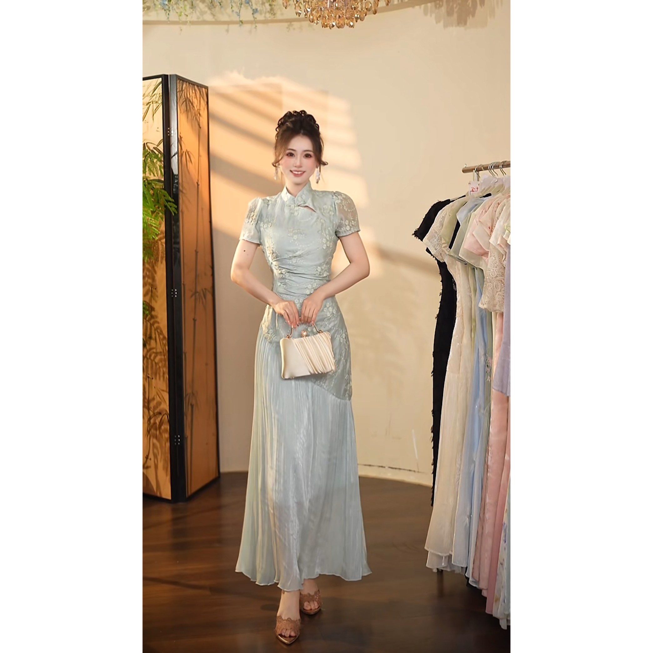 瑞瑞定制-1424（湖光山色）LL091“60天丝”连衣裙