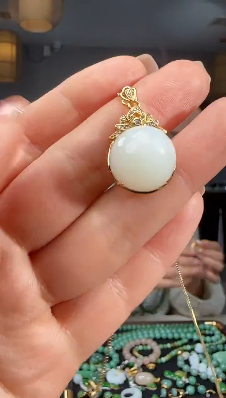 吊坠(不含链)银S925镶嵌和田玉1