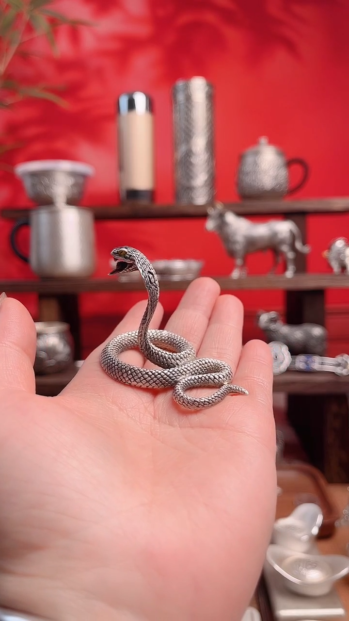 【闪购商品】茶宠做旧十二生肖银摆件（蛇）55克