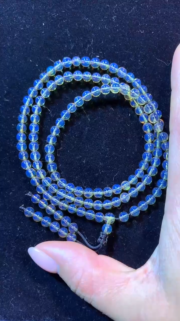 未镶嵌琥珀珠宝奇石4mm+高蓝108佛珠