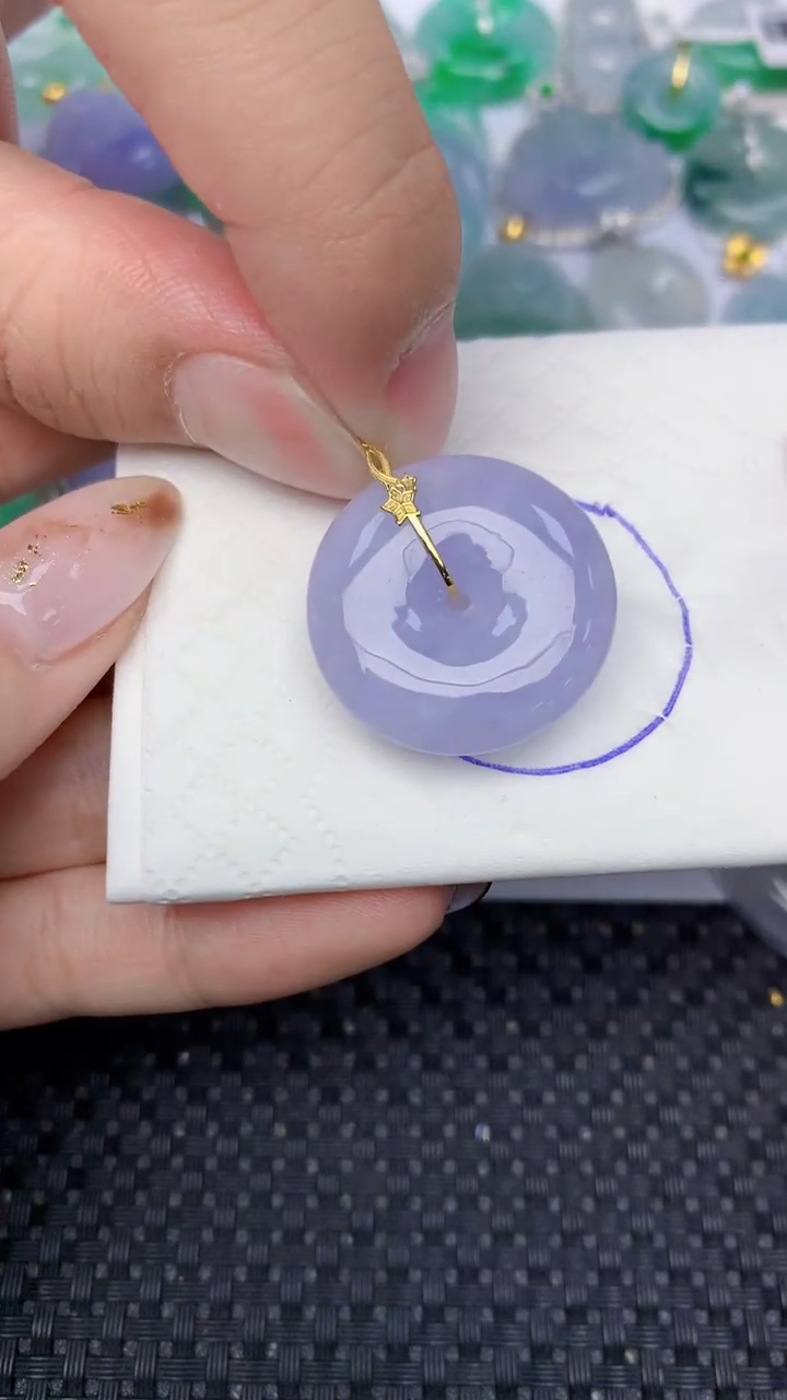 颈饰18K金镶嵌翡翠天然缅甸翡翠a货百元以上9元证书费自理