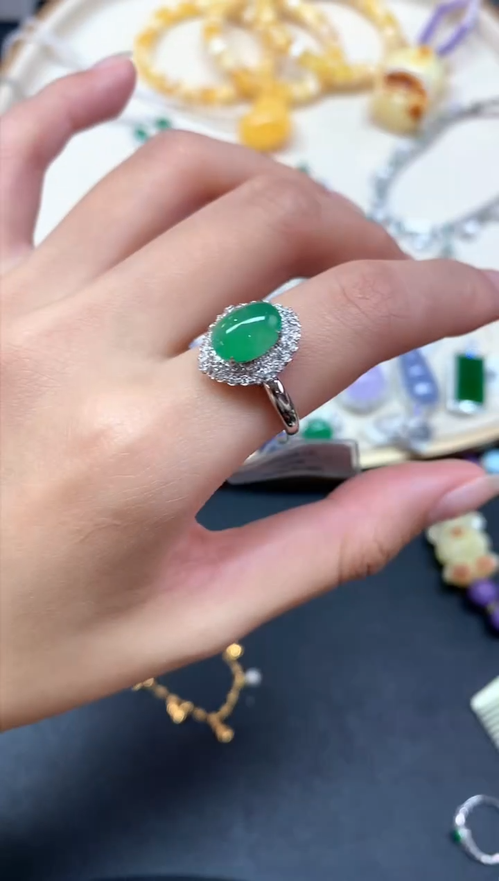 【闪购商品】翡翠戒指18K金镶嵌戒指A270|9800