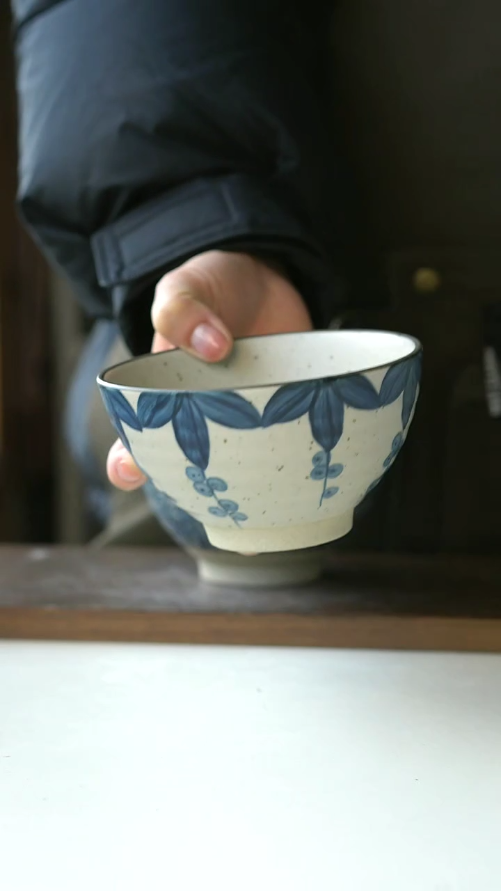 【闪购商品】陶瓷手绘葡萄叶米饭碗@4-2@