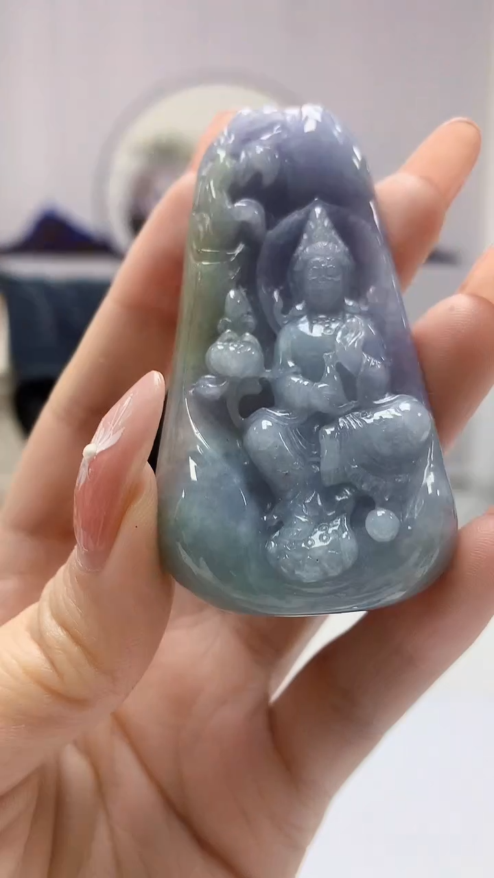 【闪购商品】定制翡翠未镶嵌5153DD-毛货挂件观音96