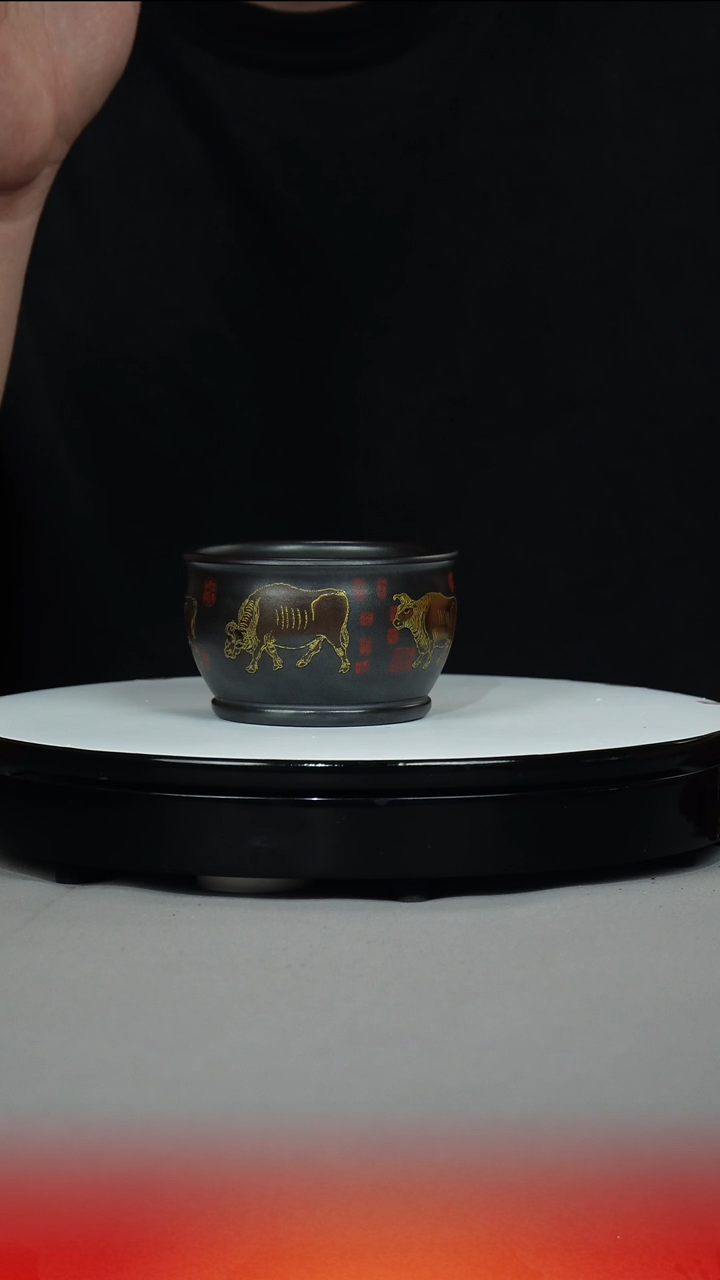 茶壶紫砂石黄 五牛杯