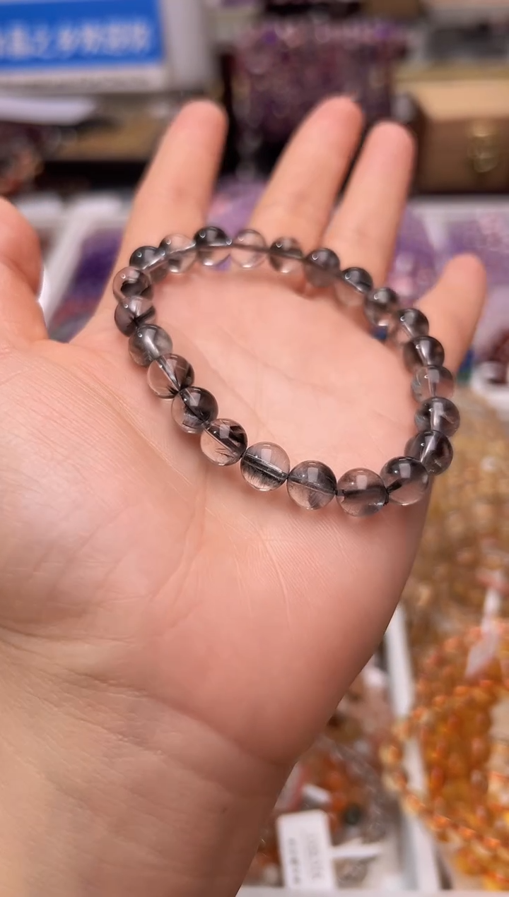 【闪购商品】水晶手链未镶嵌黑银钛8m+