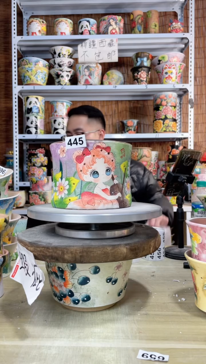 【闪购商品】摆件445陶花岛多肉陶瓷花盆罐——微瑕