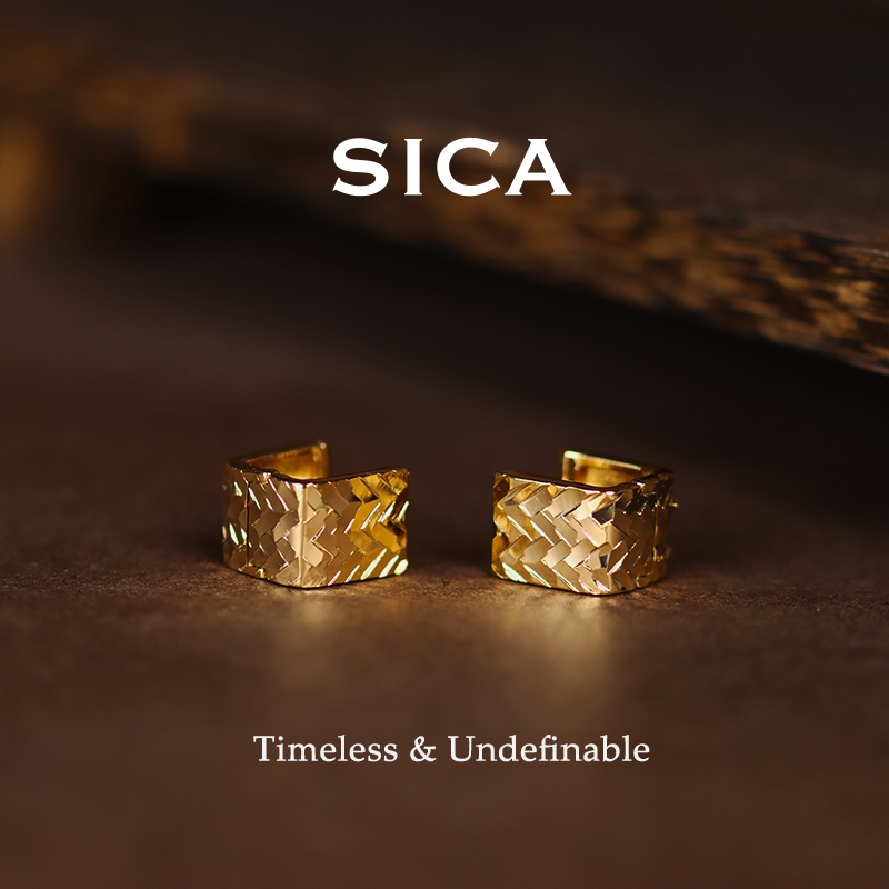 纯铜耳饰 方形耳扣2025新款爆款饰品礼物女EH453【金光粼粼】