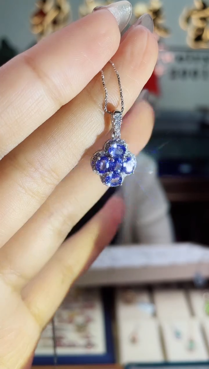 【闪购商品】蓝宝石吊坠银S925镶嵌吊坠