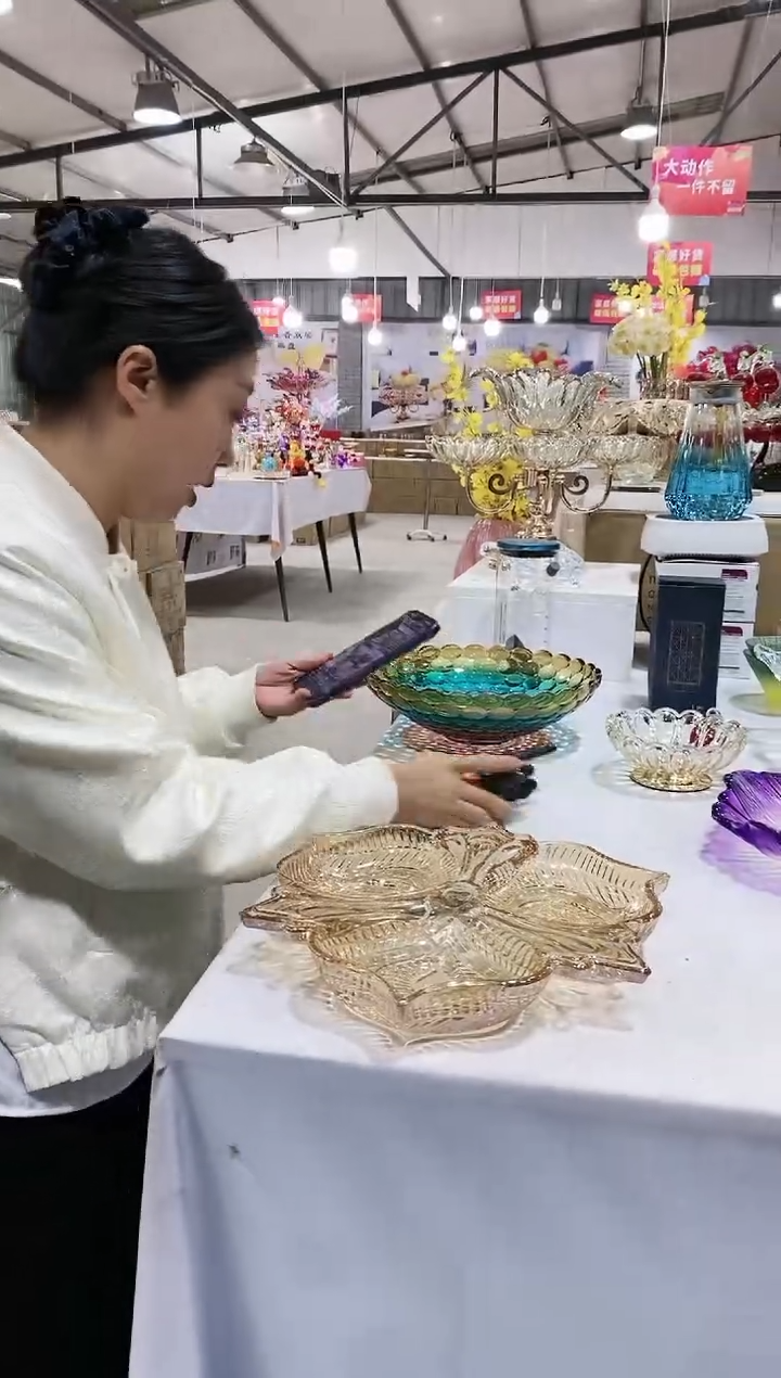 玻璃金色麦穗分格盘