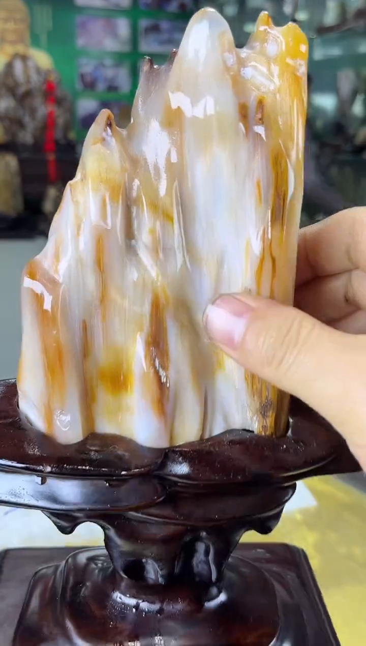 缅甸天然树化玉摆件
